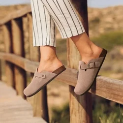 Ffasiwn Clocsiau Boston Sliperi Swêd Mules Merched Sandalau Insole Corc Gyda Chymorth Arch Sandalau Traeth Cariadon Awyr Agored