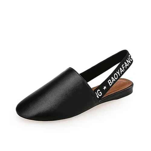 Sandal Wanita Mules Sepatu Flat Slingbacks Wanita Sandal Musim Panas Sepatu Round Toe Slip On Wanita Slide Hitam Merah Plus Ukuran 2020