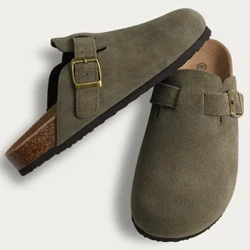 Ffasiwn Comwarm Merched Swêd Mules Sliperi Dynion Clocs Sandalau Insole Corc Gyda Bwa Cefnogi Sleidiau Traeth Awyr Agored Esgidiau Cartref