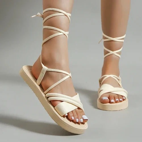 Sandálias planas com sola macia e confortável, tendência da moda feminina, antiderrapante, resistente ao desgaste, com sola macia
