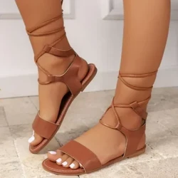 Nā kāmaʻa kāʻei keʻa o nā wahine 2024 Summer New Fashion Flat Open Toe kāmaʻa no nā wahine Gladiator Beach Flip Flops Zapatos Mujer