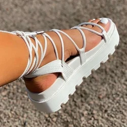 Moda pentru femei Sandale gladiator Pantofi cu pană pentru femei Pantofi cu platformă cu șireturi pentru femei Ghete cu bretele încrucișate Sandale cu fund gros