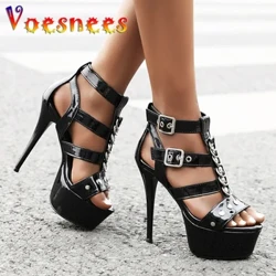 Gladiator aýakgap Aýallar polat turba tans striptiz ýöriş sandal modeli beýik ökjeli 13 sm Rom Sandals platforma klub aýakgaplary
