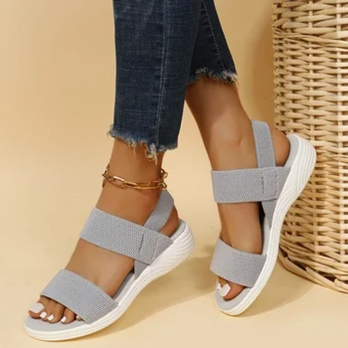 Kadın Yaz Moda Sandalet 2023 Örgü Rahat Balık Ağzı Spor Sandalet Büyük Boy Uçan Dokuma düz ayakkabı Sandalias Mujer
