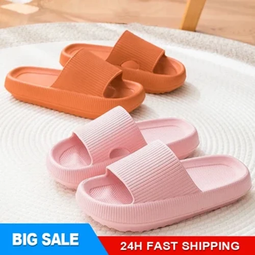 Sliperi Cartref Haf i Ddynion Merched Lliw Solid Eva Cymylau Sleidiau Dan Do Ymdrochi Anlithro Mud Flip Flops Sandalau Esgidiau Gwadn Meddal