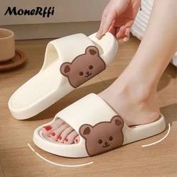 2023 Haf Merched Sliperi Traeth Sleidiau Cartŵn Arth Flip Flops Dynion Undyn Trwchus Dan Do Ystafell Ymolchi Esgidiau Gwrth-Slip Sandalau Pâr