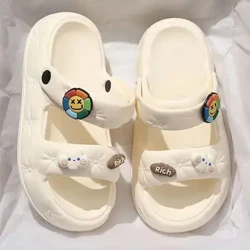Sandals Aghaidh Miongháire Samhraidh Caitheann Mná Neamh-duillín Caith-resistant Céim ar an Leamh Ag Mothú Fothú Tiubh Bunúsach Bean Bróigíní Cartún