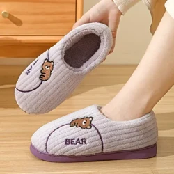 Nam Nữ Giữ Ấm Mùa Đông Lông Dép Cặp Đôi Dép Đi Trong Nhà Hoạt Hình Gấu Mềm Tầng Giày Bé Gái Bé Trai Trong Nhà Phòng Ngủ Sang Trọng Trượt