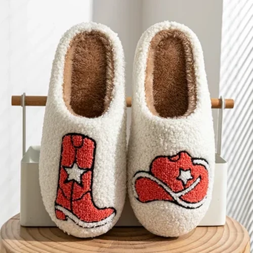 Stíl Cowgirl Faisean Tosaithe Mná Bróigíní Hata Cool Tír Fluffy Nashville Bróga Tí Compordach Cozy Compordach Geimhridh