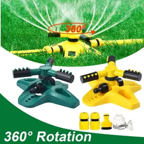 Opgrader automatisk plænesprinkler 360 graders roterende plænevandingssystem 2 tilstande vandsprinkler 4 dyse gårdhaveforsyninger
