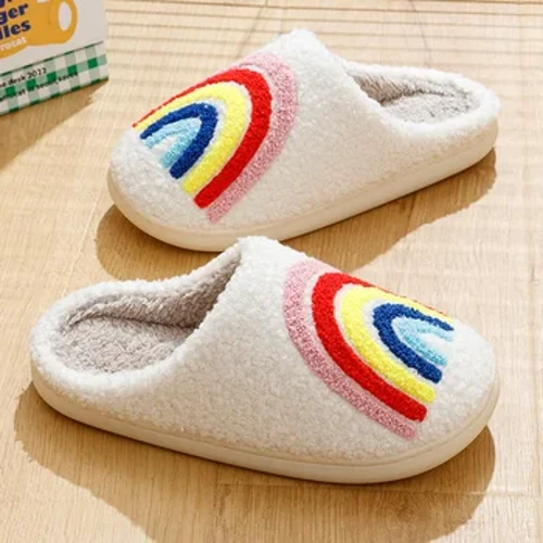 Rainbow Women's Home Slippers I totonu o le fale ma mafanafana fa'ase'e fa'ase'e malu fa'alelei fa'afiafiaga felanulanua'i Felanulanua'i la o le la o le la seevae fa'alelei seevae.