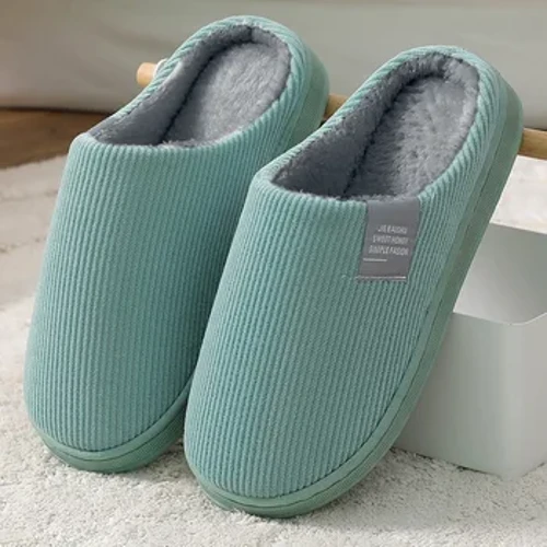 Pantoufles d'hiver en fourrure pour hommes et femmes, chaussures chaudes en coton pour salon, Mules thermiques antidérapantes, chaussures de sol d'intérieur