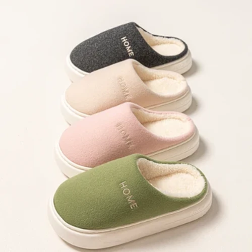 Nyumbani Kuwatunza Wenzi Wapendanao Viatu vya mitindo Viatu vya rangi laini Slippers Iliyokolezwa Pamba isiyo na rangi Kiatu cha rangi