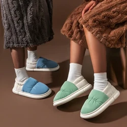 Winter Ladies' Waterproof Non-slip Concise Slides Couple Cover Heel Warm Soft Plush Slippers Women Men Home Casual Cotton Shoes
