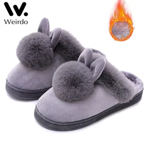 Fluffy House Sko Dame Vinter Varme Hjemmesko Søde kaninører Dame Pelse Plys Hjemmesko Hjem Indendørs Casual Dame Blød sko