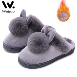 Fluffy House Shoes Women Winter Warm Slippers Cute Rabbit Ears Female Furry Plush Slippers Home Indoor Casual Ladies Soft Shoe