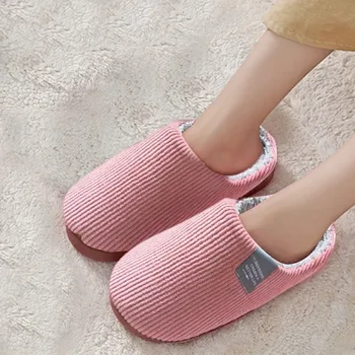 Moda Çift Kış Toe Wrap Sıcak Ekose Pamuk Terlik Kalın Yumuşak Taban Slaytlar Erkek Kadın Kapalı Kat Düz Ev kaymaz Ayakkabı