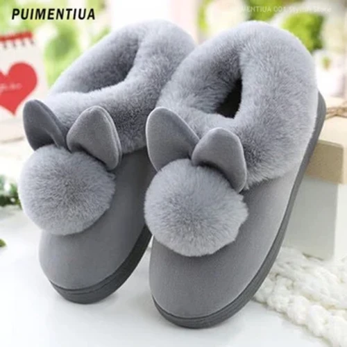 Cute Fluffy House Shoes Abesifazane Ebusika Iziliphu Ezifudumele Ezifudumele Zopopayi Zonogwaja Izindlebe Iziliphu Zesifazane Ezinoboya Obuhlangene Ekhaya Amabhuzu Athambile Amantombazane Angaphakathi