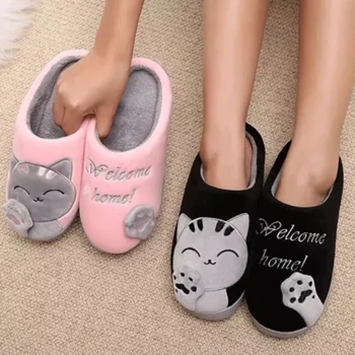 Mná Bróigíní Te Geimhridh Bróga Cat Cartúin Sleamhnáin Furry Plush Árasáin Babhta Toe Taobh istigh Baile Seomraí Leapa Bróigíní Urlár Bróga na mBan