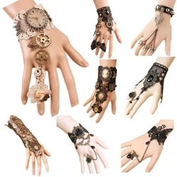 Lámhainní Vintage Steampunk na mBan Wrist Cuff Gear Cailíní Bráisléid Victeoiriach éadaí A Bracelet Jewelry Accessories Lása Lása
