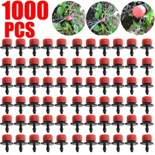 1000-100pcs Irrigering Dripper Sprinkler Justerbar vanndråper Sprinkler Flow Hode Hage Vanning Vanningssystem