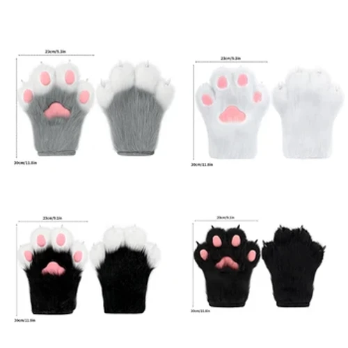 Menig Newydd Crafangau Anifeiliaid Plush Hoelion Menig Anime Cos Gwisgoedd Affeithwyr Ar Gyfer Merched Calan Gaeaf Prom Cosplay Props Affeithwyr