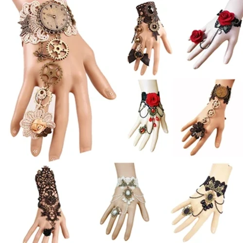 Kadın Vintage Steampunk Eldiven Bilek Manşet Dişli genç kız takısı Aksesuarları Victoria Bilezikler Kostüm Dantel Elbise