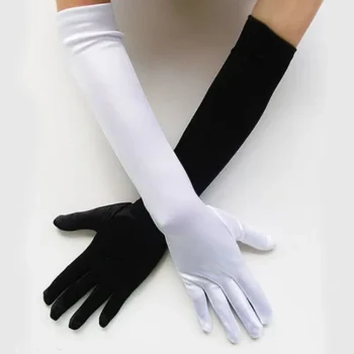 Valkoiset mustat pitkät hanskat Halloween Cosplay -asut asusteet polyesteri 52cm Demon Ghost Death Devil Cos käsivaatteet Unisex käsineet