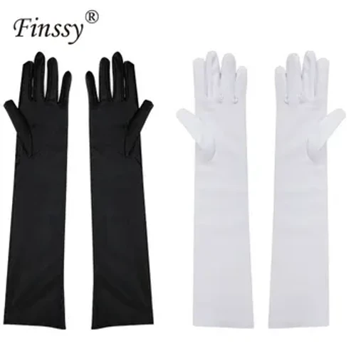 Nā mīkina lima wahine ʻo Lolita Cosplay no nā kaikamahine ʻaʻahu Halloween no nā kaikamahine mīkina lima Etiquette Elastic Tight Spandex Warm Gves White Black