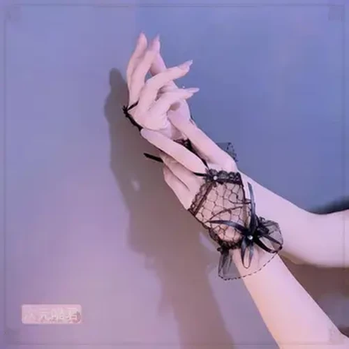 Gants sans doigts en dentelle Lolita foncée, manches à main pour femme, lo mère fleur, photo de mariage, accessoires de poignet
