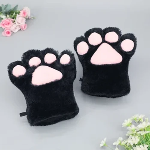 Lolita Cat Atzapar Eskularruak Emakumeentzako Animal Paws Peluzko Eskularruak Prop Halloween Nesken Neguko Eskularru Politak Festa Mozorro Osagarriak