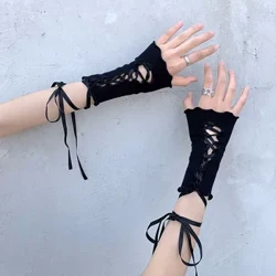 Gothic Lolita Girls fusifusia aufana leai se tamatamailima lima totini lima tama'ita'i sexy DIY strapping sunscreen lima Jk Emo Y2k elastic Punk totigilima.