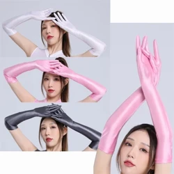 Gợi Cảm Dầu Sáng Bóng Người Phụ Nữ Glvoes Cao Cấp Co Giãn Thanh Lịch Câu Lạc Bộ Đêm Đảng Dài 5 Ngón Tay Găng Tay Chống Nắng Tay Vũ Trang Phục
