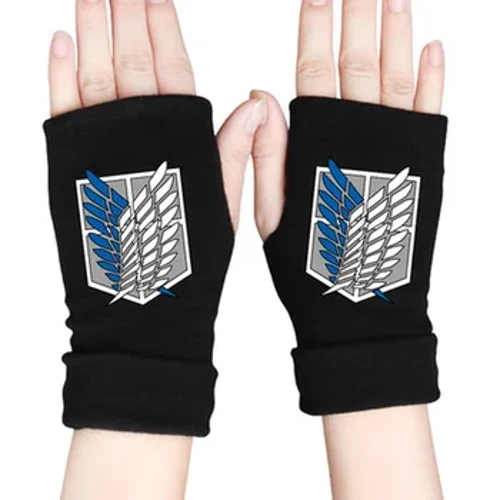 Anime, Attack on Titan, Halbfinger-Strickhandschuhe, Wings of Liberty, Baumwolle, Halbfinger, Handgelenk Fäustlinge Cosplay Requisite Zubehör Geschenk