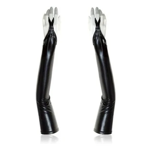 Iklabhu yebha yephathi yabesifazane e-Sexy Izesekeli Ezingavamile Imvunulo iyacwebezela I-Metallic Feel Gloves Imikhono Yesikhumba Ekhanyayo Yokwenziwa Kwengalo