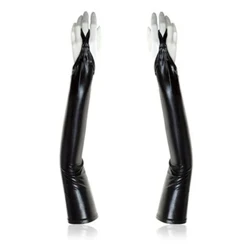 Mná Sexy páirtí club barra Accessories Coimhthíocha éadaí Shine Miotalach Lámhainní Lámhainní Lámh Leathar geal shintéiseach