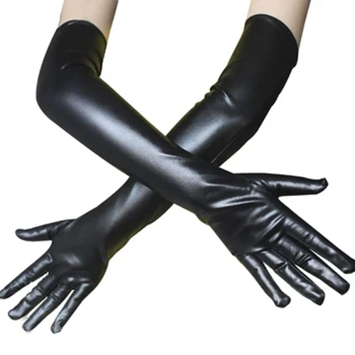 1 pare, larru sintetiko sexy, latexezko eskularru luze distiratsuak, punk eskularruak, Hip-pop jazz jantziak, eskularruak, jantziak, Cosplay mozorroen osagarriak