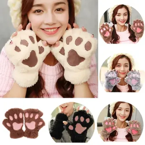 Abesifazane Abathandekayo Ibhele Ikati Claw Paw Mitten Plush Amagilavu ​​Umunwe Omfishane Amagilavu ​​Abesifazane Okuyingxenye Ikhava Yabesifazane
