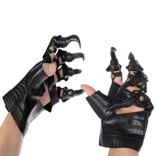 Garra de dragão halloween luva de unhas longas bruxa medieval vampiro zumbi cosplay adereços assustadores luvas góticas diabo dedo armadura capa