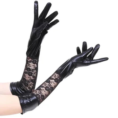 Nữ Ren Găng Tay Da Nữ Miếng Dán Cường Lực Nghe Hình Lỗ Trang Phục Đảng Thanh Handwear Hoa Ghép Đen Đỏ Găng Tay