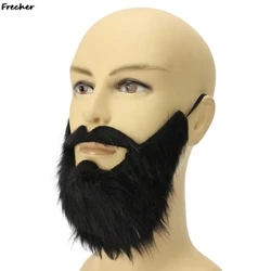 Chwarae Rôl Parti Barf Ffug Doniol Gwallt Gwallt Du ar yr Wyneb Cosplay Gwisgoedd Penwisg Wig Mwstash Addurn Gwisgo i Fyny
