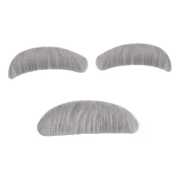 Handmade Mustache Stick-on Beard and Eyebrows Set False Beard Grey-Eyebrows and Moustache Kit Halloween Party Supplies