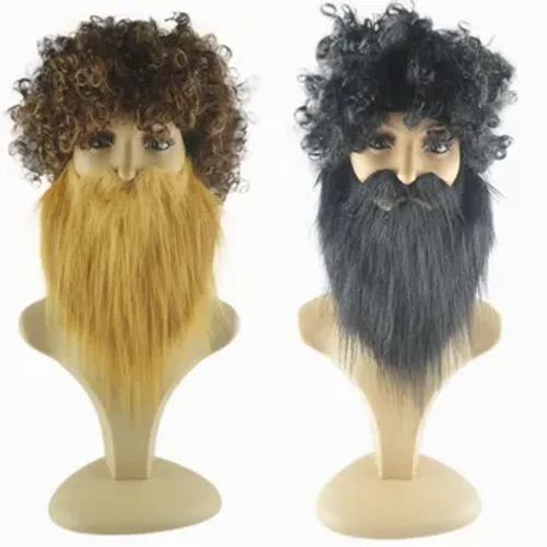 Perruque de fausse barbe pour hommes, ensemble de 2 pièces, fausse barbe de fête de bal