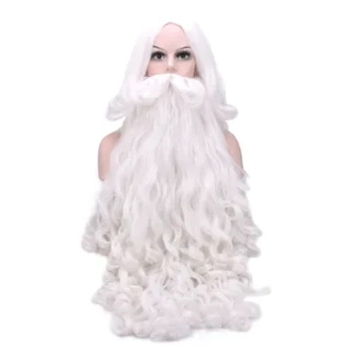 Santa Cosplay Santa Claus Wig ma Beard Cosplay Wigs Pa'epa'e Fa'aofuofu Fa'alava Santa 'ava 70cm Mo Kerisimasi