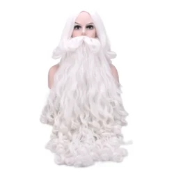 Santa Cosplay Parochňa Santa Claus a brada Cosplay Parochne Biele doplnky do vlasov Santa brada 70 cm na Vianoce