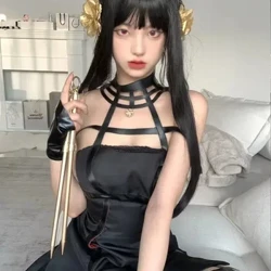Anime Spy X Perhe Yor Forger Cosplay Gootti Riimu Musta Mekko Nahka Sukat Asu Yor Korvakoru Peruukki Naisten Vaatteet