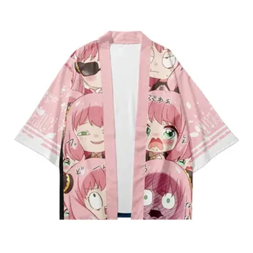 Spy x Aile Pelerin Anime Anya Forger 3D Baskı Cosplay Sokak Erkekler Kadınlar Japon Harajuku Büyük Boy Kimono Tees Ceketler Tops