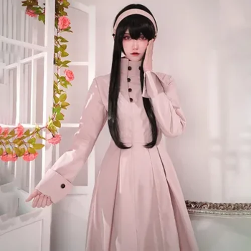 Anime Spy X Family Yor Forger Cosplay Kostumer Pink Kjole Lang paryk Øreringe Hovedbeklædning Strømper Yor Briar Dagligt Outfit Kvinder Pige