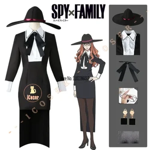 Anime Gián Điệp X Họ Sherwood Cosplay Sylvia Trang Phục Tay Cầm Lưng Đầm Bông Tai Giả Kính Mũ Loid Chạng Vạng Nữ Bộ Trang Phục