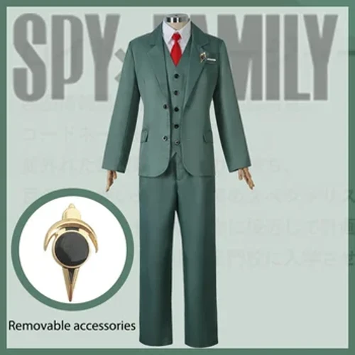 Anime Spy familia Loid Forger Cosplay uniforme jantzia Gizonezkoen trajea eta gorbata alkandora zuria